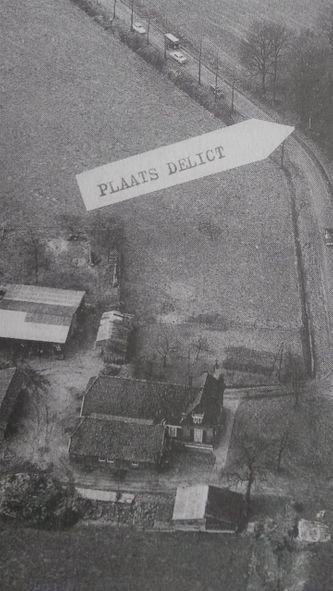 Luchtfoto van plaats delict uit februari 1970